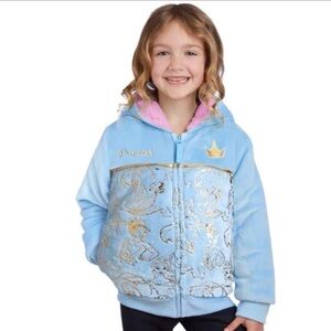 Disney Blue Plush Hoodie with Pink Princess Details